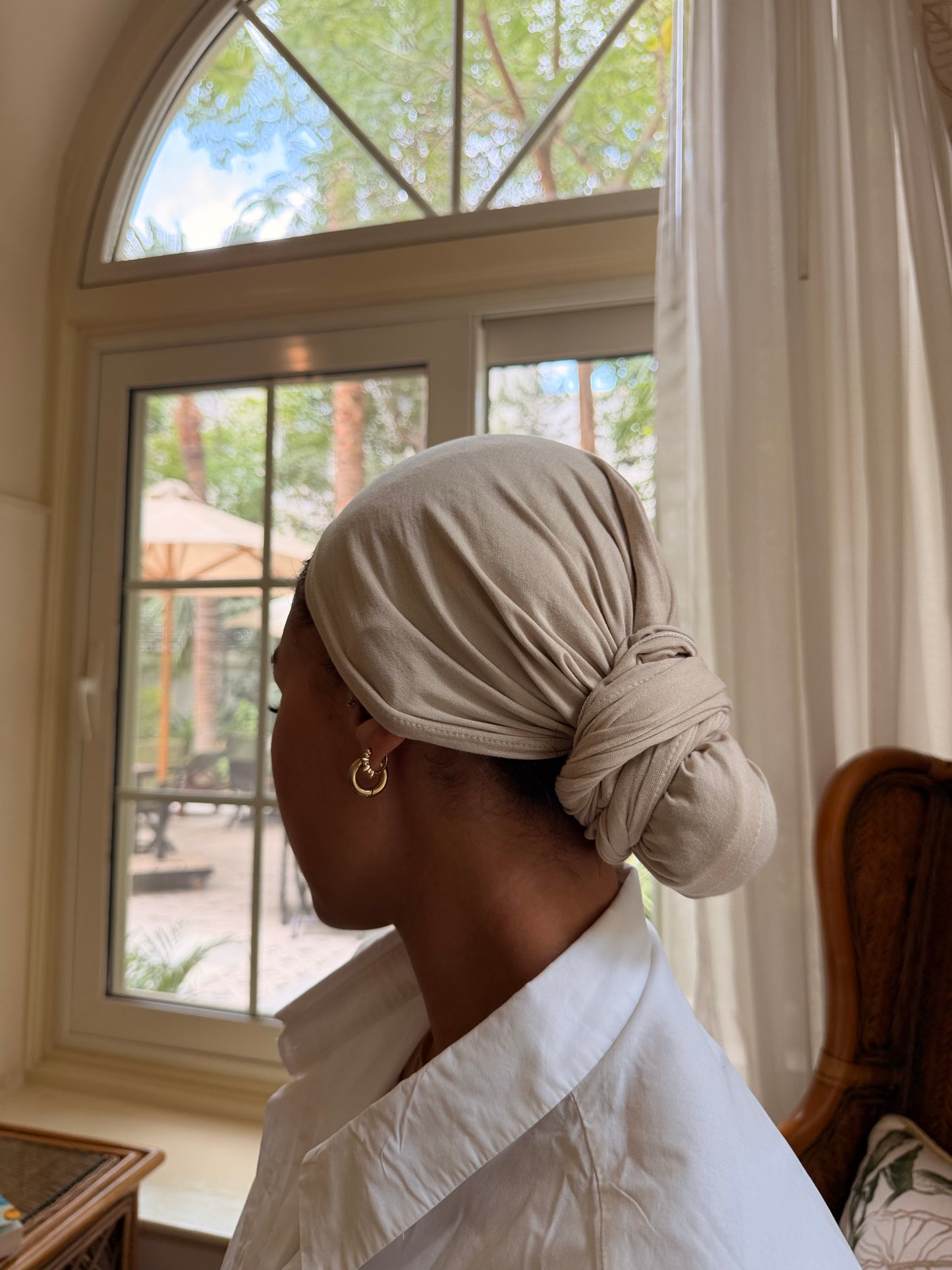 Latte Wrap Turban cotton lycra